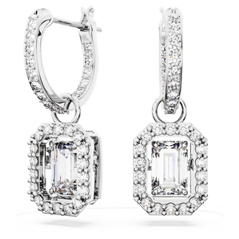 swarovski una drop earrings octagon cut white rhodium plated