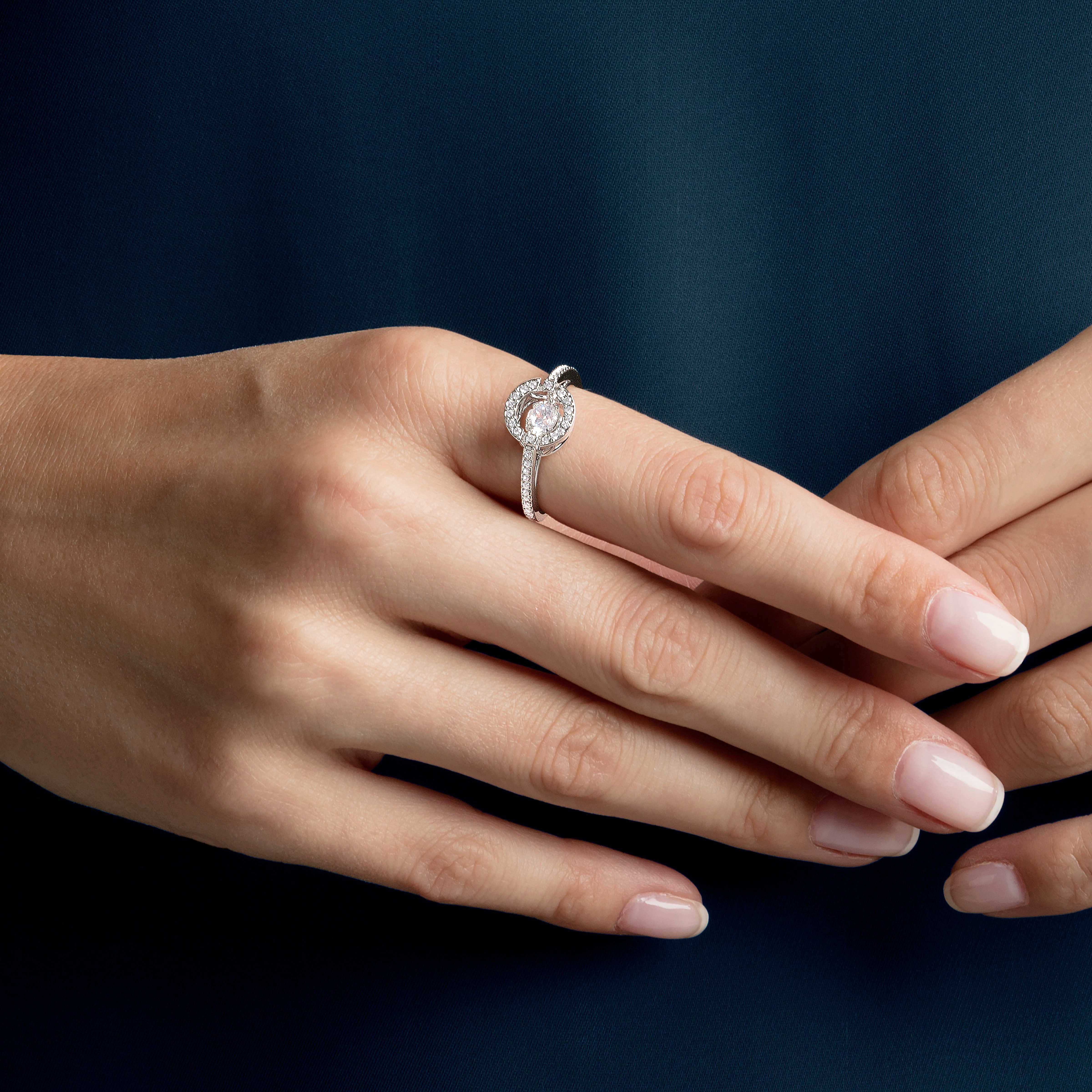 swarovski sparkling dance round ring  white  rhodium plating