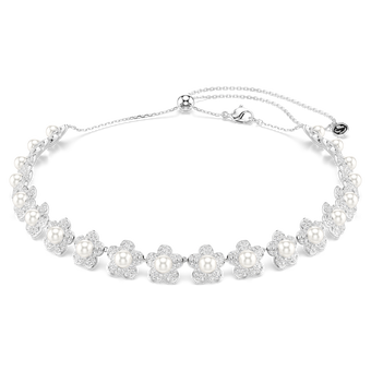 ariana grande x swarovski choker  crystal pearl  round cut  white  rhodium plated