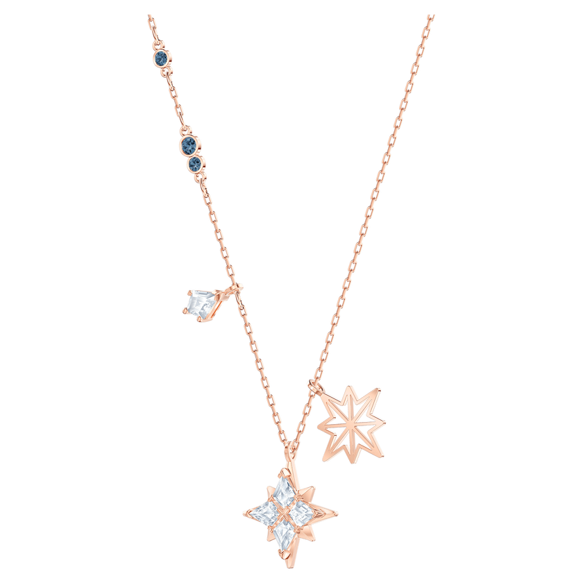 swarovski symbolic pendant  star  white  rose gold tone plated