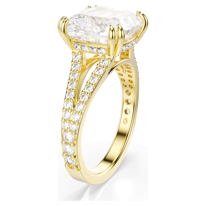 swarovski stilla cocktail ring  square cut  white  gold tone plated