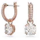 Constella drop earrings, Round cut, White, Rose gold-tone plated