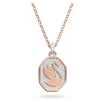 Signum pendant,  White, Rose gold-tone plated swarovski signum pendant   white  rose gold tone plated