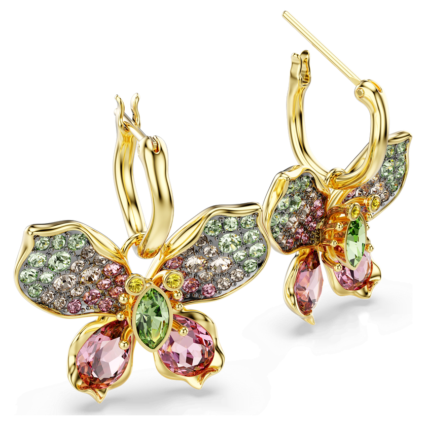 swarovski idyllia drop earrings  mixed cuts  pav   butterfly  multicolored  mixed metal finish