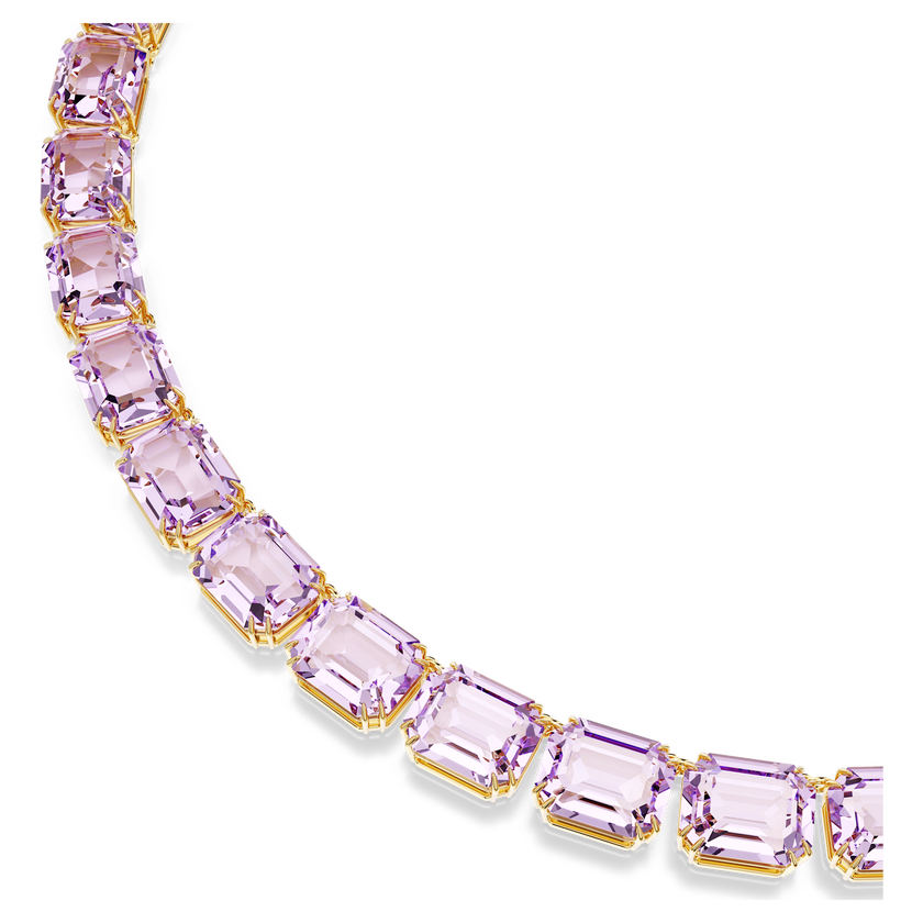 swarovski millenia tennis necklace  octagon cut  purple  gold tone plated