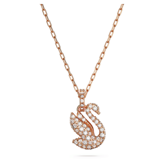 swarovski swan pendant  swan  small  white  rose gold tone plated