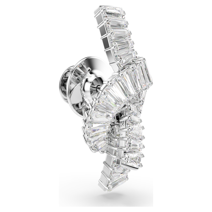 swarovski matrix tack pin  baguette cut  knot  white  rhodium plated