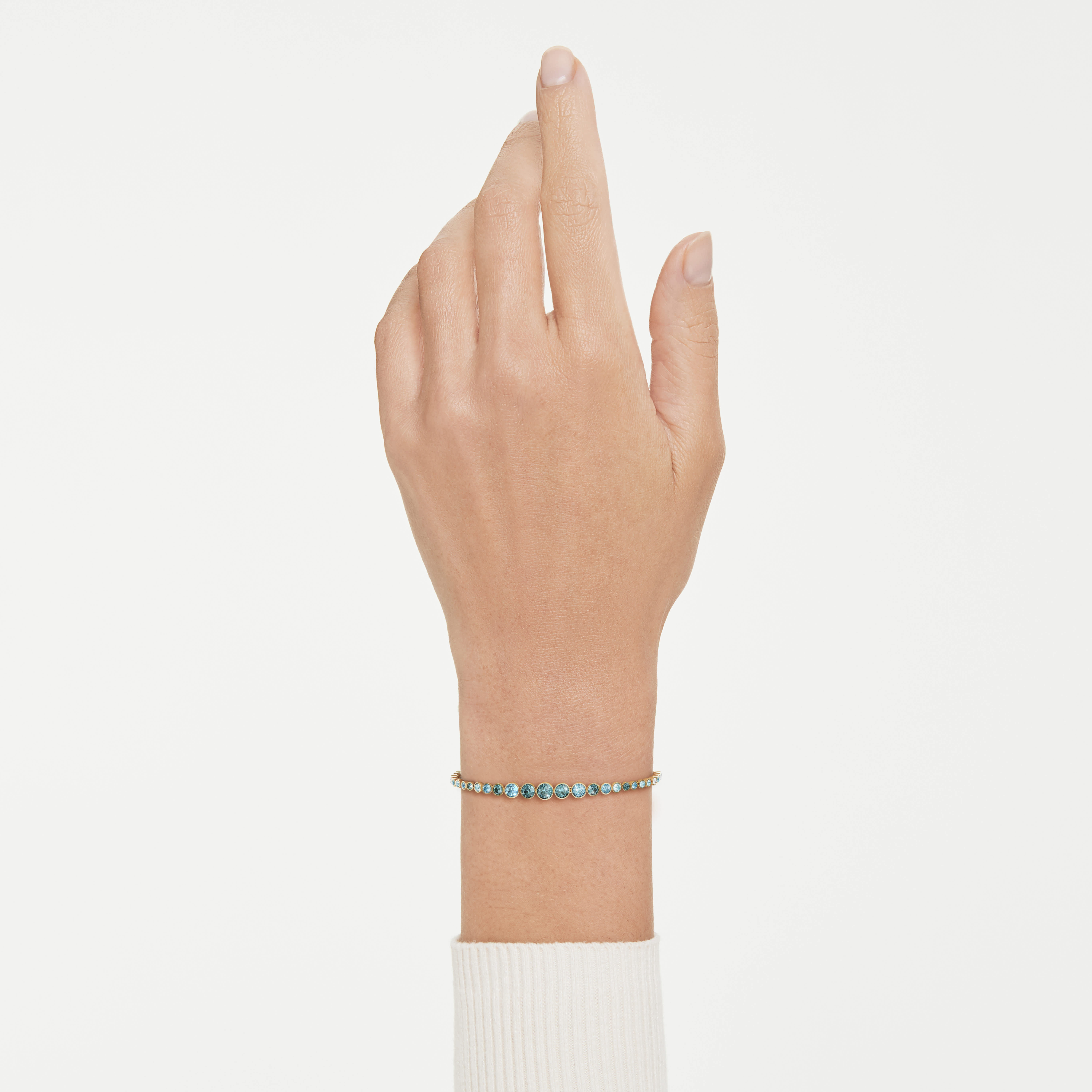 swarovski imber bracelet  round cut  blue  18k gold finish