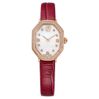 swarovski dextera octagon watch  swiss made  leather strap  red  rose gold tone finish