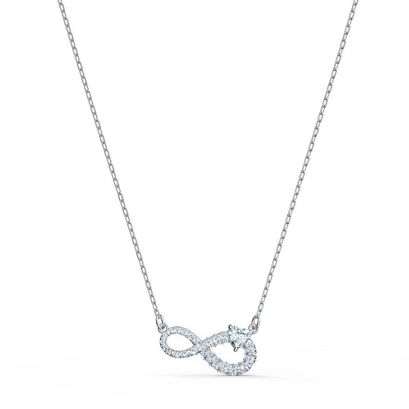 Swarovski Infinity Necklace, White, Rhodium plated