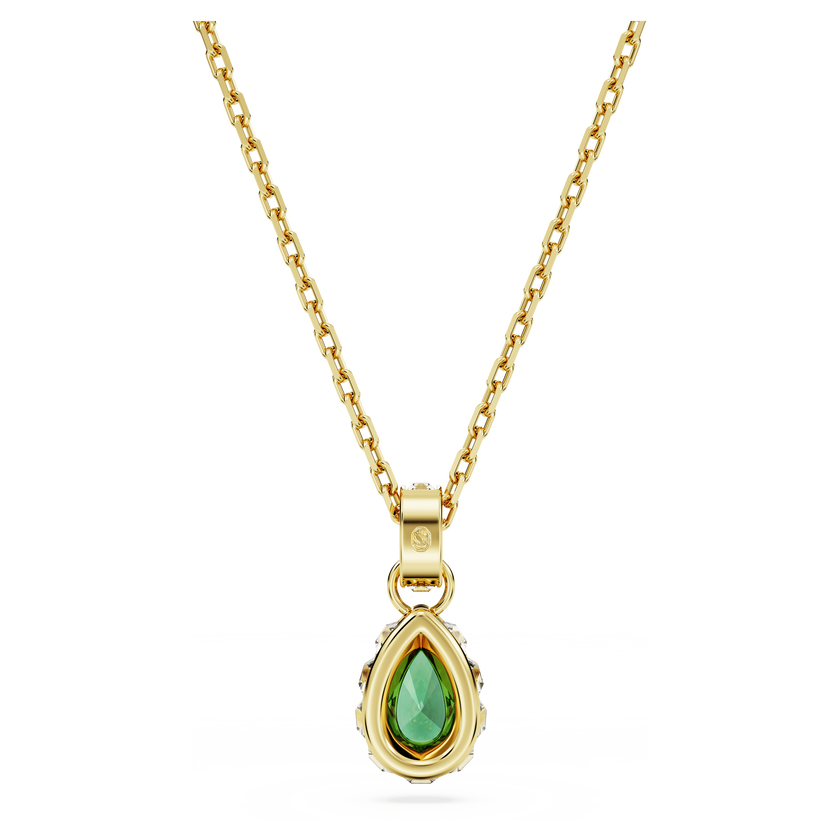 swarovski chroma pendant  pear cut  green  gold tone plated