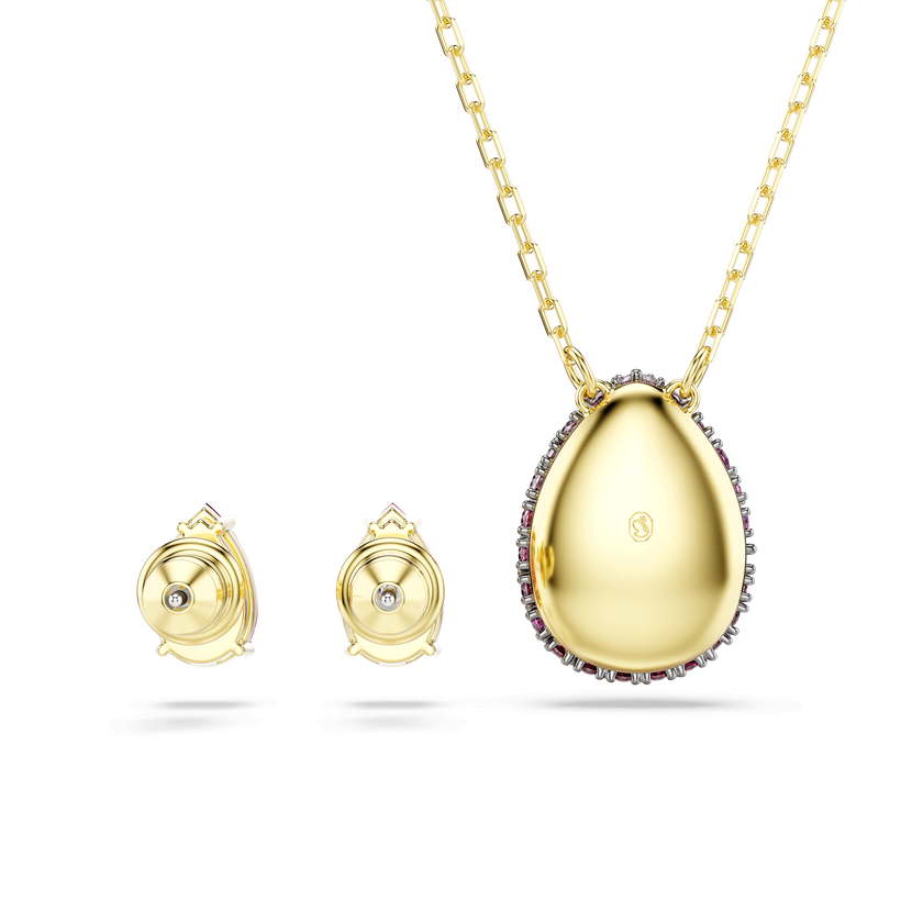 swarovski sublima set  set  2   pear cut  red  18k gold finish