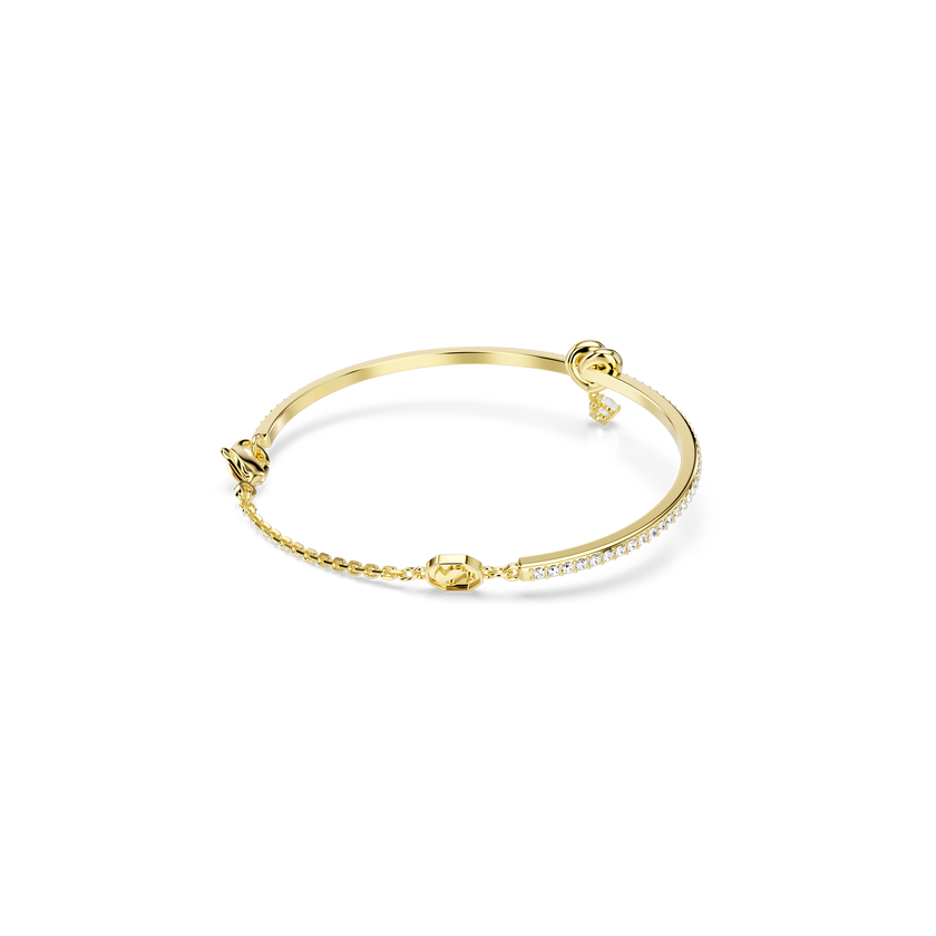 swarovski lifelong bangle  round cut  heart  white  gold tone plated