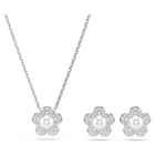 ariana grande x swarovski set  crystal pearl  round cut  flower  white  rhodium plated