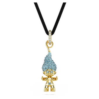 swarovski good luck trolls pendant troll blue gold tone plated