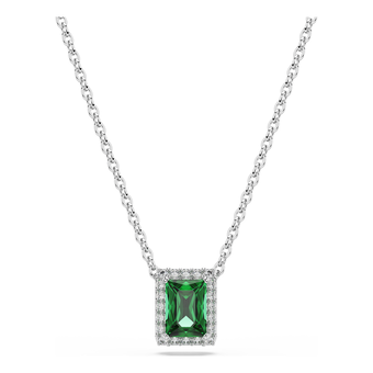 swarovski una angelic pendant  rectangular cut  pav   green  rhodium plated