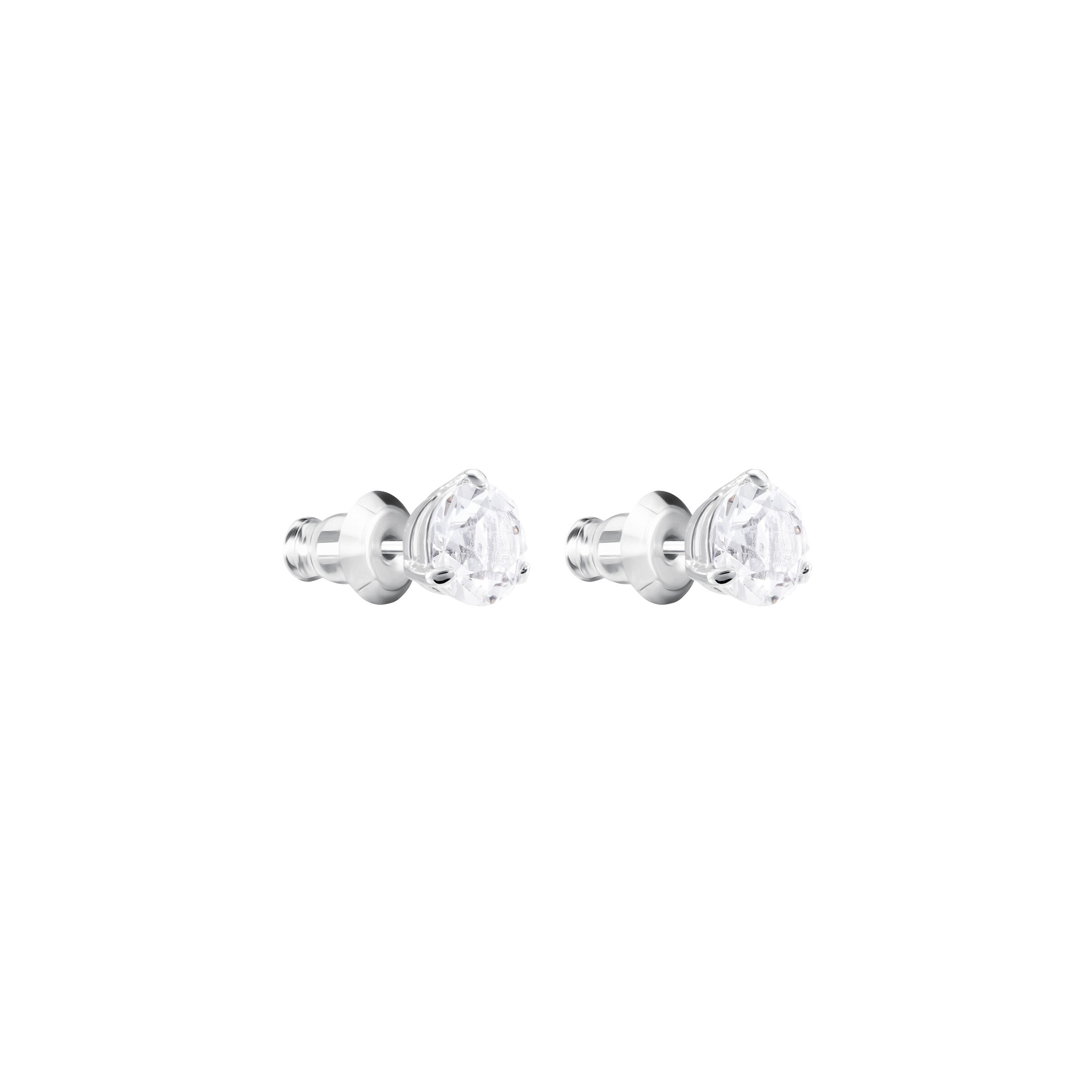 swarovski solitaire stud earrings  round cut  white  rhodium plated