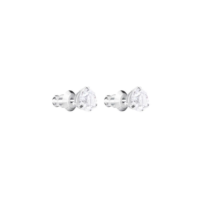 swarovski solitaire stud earrings  round cut  white  rhodium plated