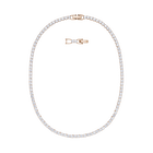 Tennis Deluxe Necklace, White, Rose-gold tone plated