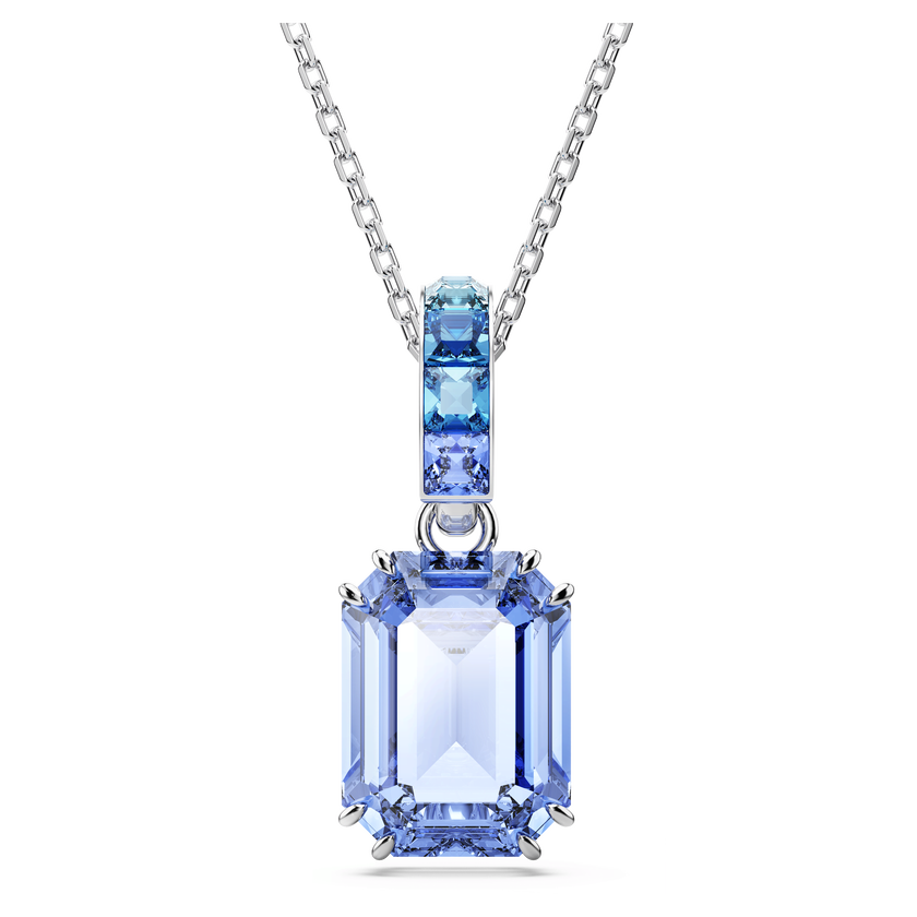 swarovski millenia pendant  octagon cut  blue  rhodium plated