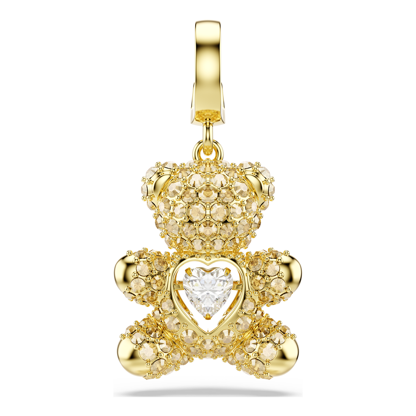 swarovski idyllia charm  mixed cuts  teddy  gold tone  18k gold finish