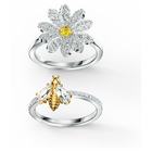 swarovski eternal flower ring set 2 bee and flower yellow mixed metal finish