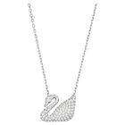 swarovski swan necklace white rhodium plated