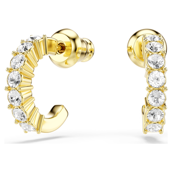 swarovski mini hoop hoop earrings round cut  white  gold tone plated