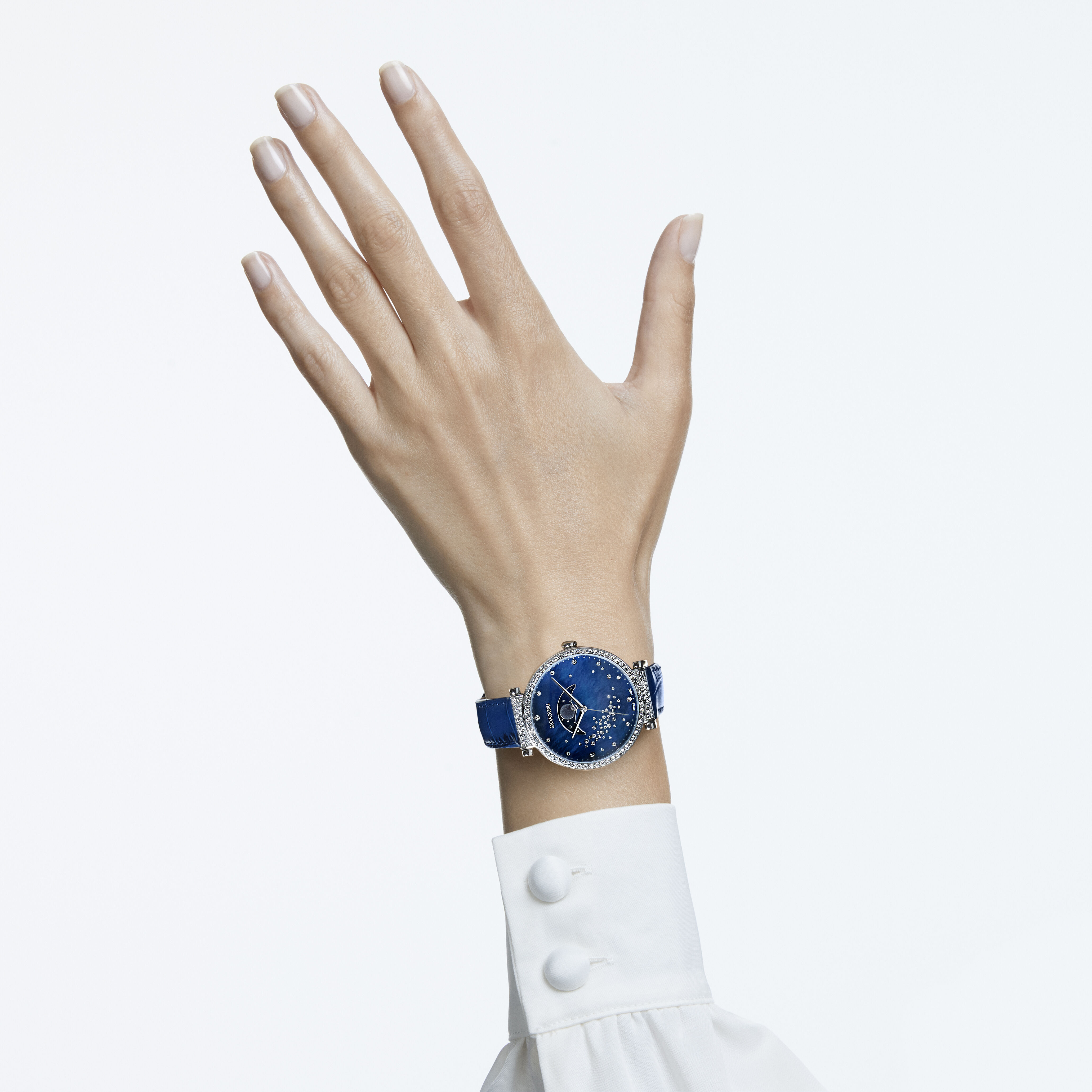 Buy Swarovski Passage Moon Phase watch Leather strap Blue