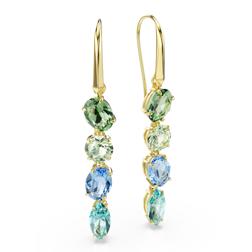 swarovski gema drop earrings  mixed cuts  multicolored  gold tone plated