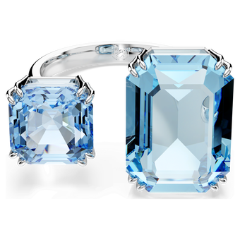 swarovski millenia open ring  octagon cut  blue  rhodium plated