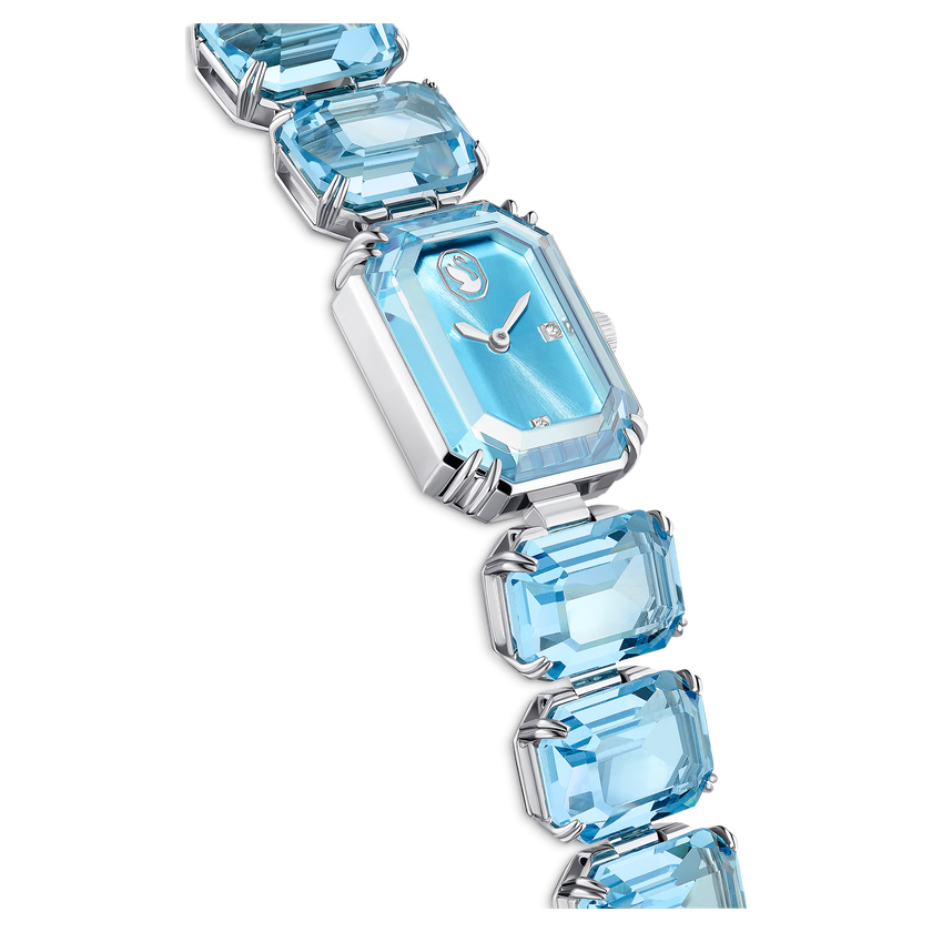swarovski watch  octagon cut bracelet  blue  stainless steel