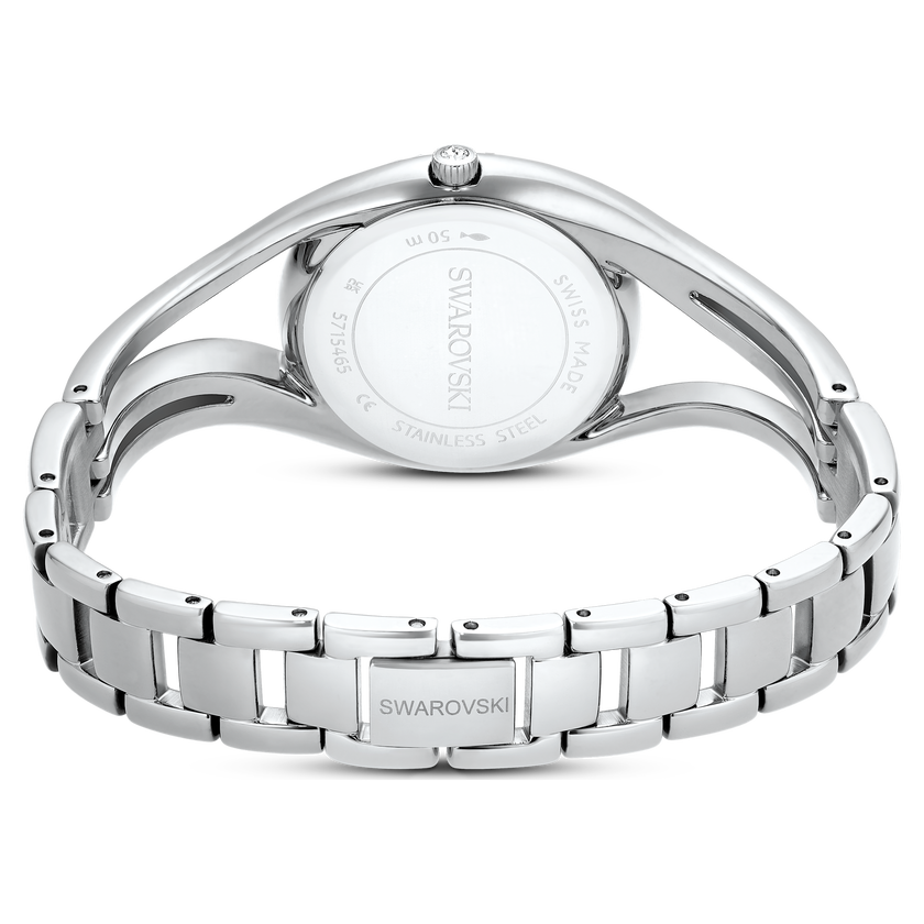 swarovski hyperbola bangle watch  swiss made  metal bracelet  silver tone  stainless steel