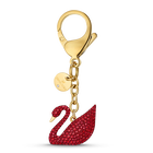 Swan Bag charm, Red, Gold-tone plated