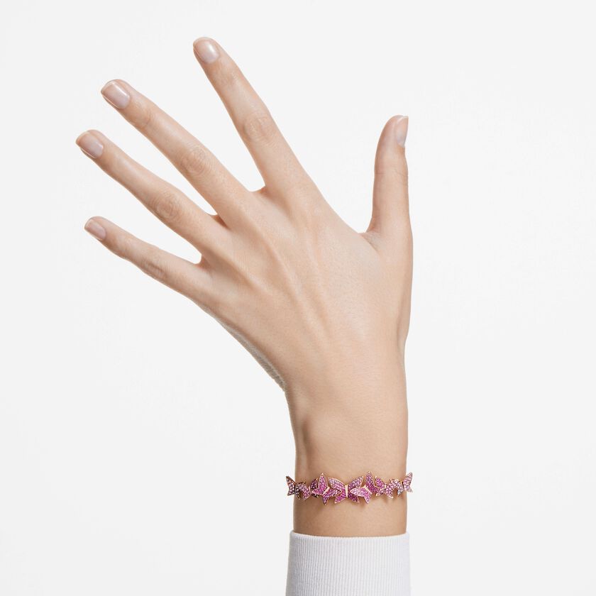swarovski lilia bracelet  butterfly  pink  rose gold tone plated