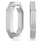 swarovski dextera hoop earrings octagon shape medium white rhodium plated