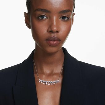 swarovski idyllia necklace  mixed cuts  snowflake  white  rhodium plated