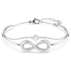 Hyperbola bangle, Infinity, White, Rhodium plated