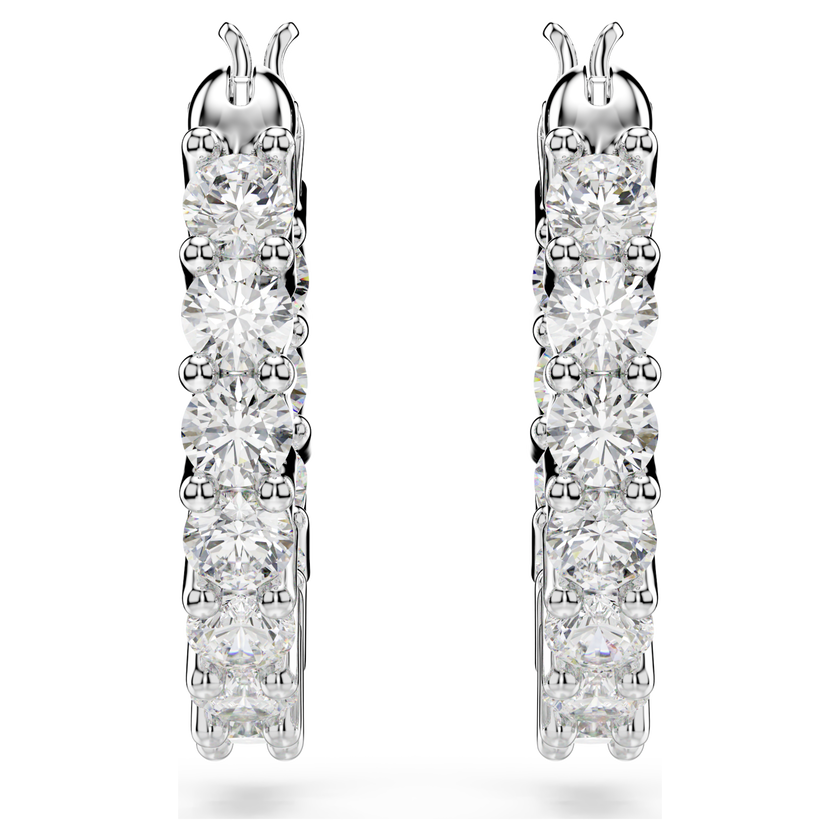 swarovski matrix vittore hoop earrings  round cut  white  rhodium plated