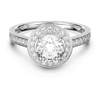 swarovski attract light round ring  white  rhodium plating
