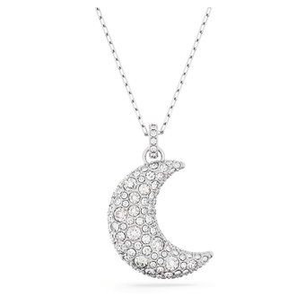swarovski sublima pendant  moon  white  rhodium plated