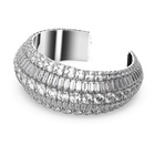 Hyperbola Cuff, Large, White, Rhodium plated