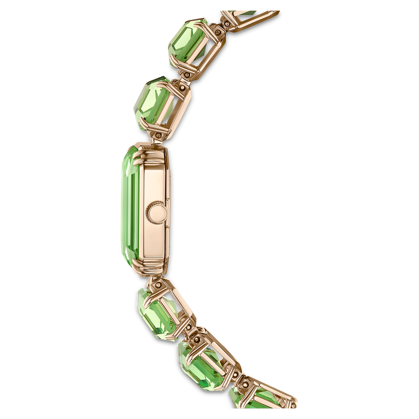 swarovski watch  octagon cut bracelet  green  champagne gold tone finish