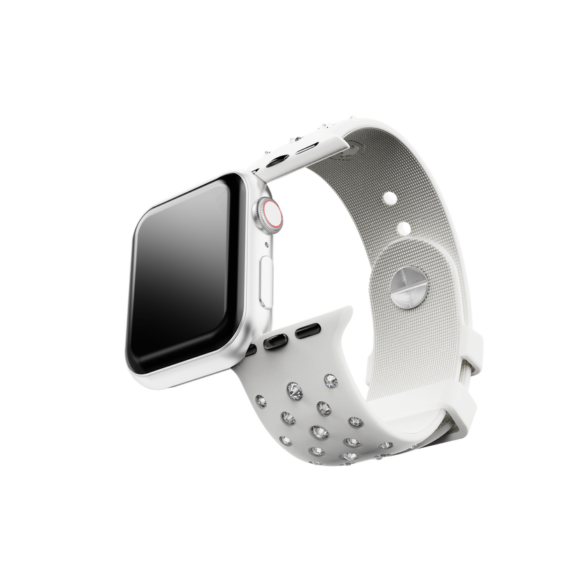 swarovski watch strap  silicone with stitching  gray  stainless steel