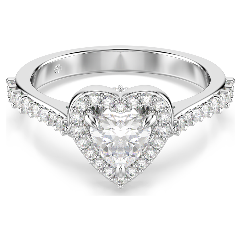 swarovski una angelic motif ring  mixed cuts  heart  white  rhodium plated