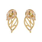 Graceful Bloom Stud Earrings, Brown, Gold-tone plated