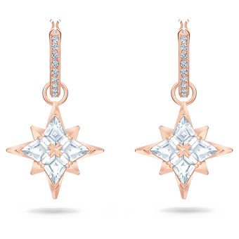 swarovski symbolic drop earrings star white rose gold tone plated