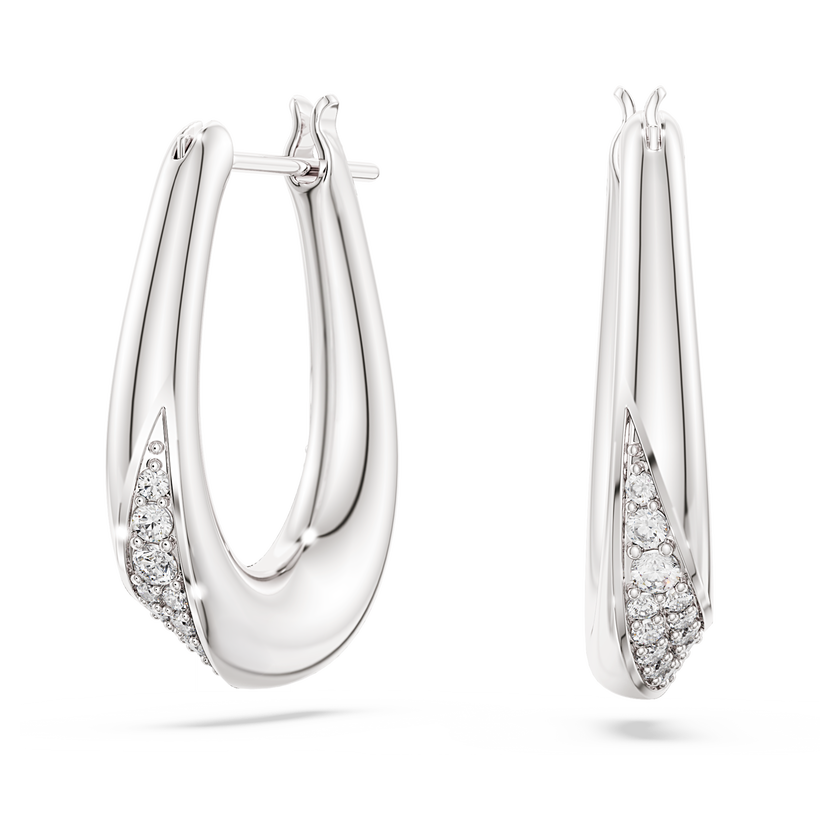 swarovski classica hoop earrings  round cut  small  white  sterling silver