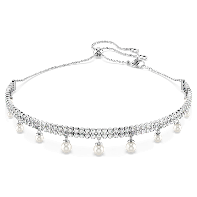 ariana grande x swarovski choker  crystal pearl  round cut  white  rhodium plated