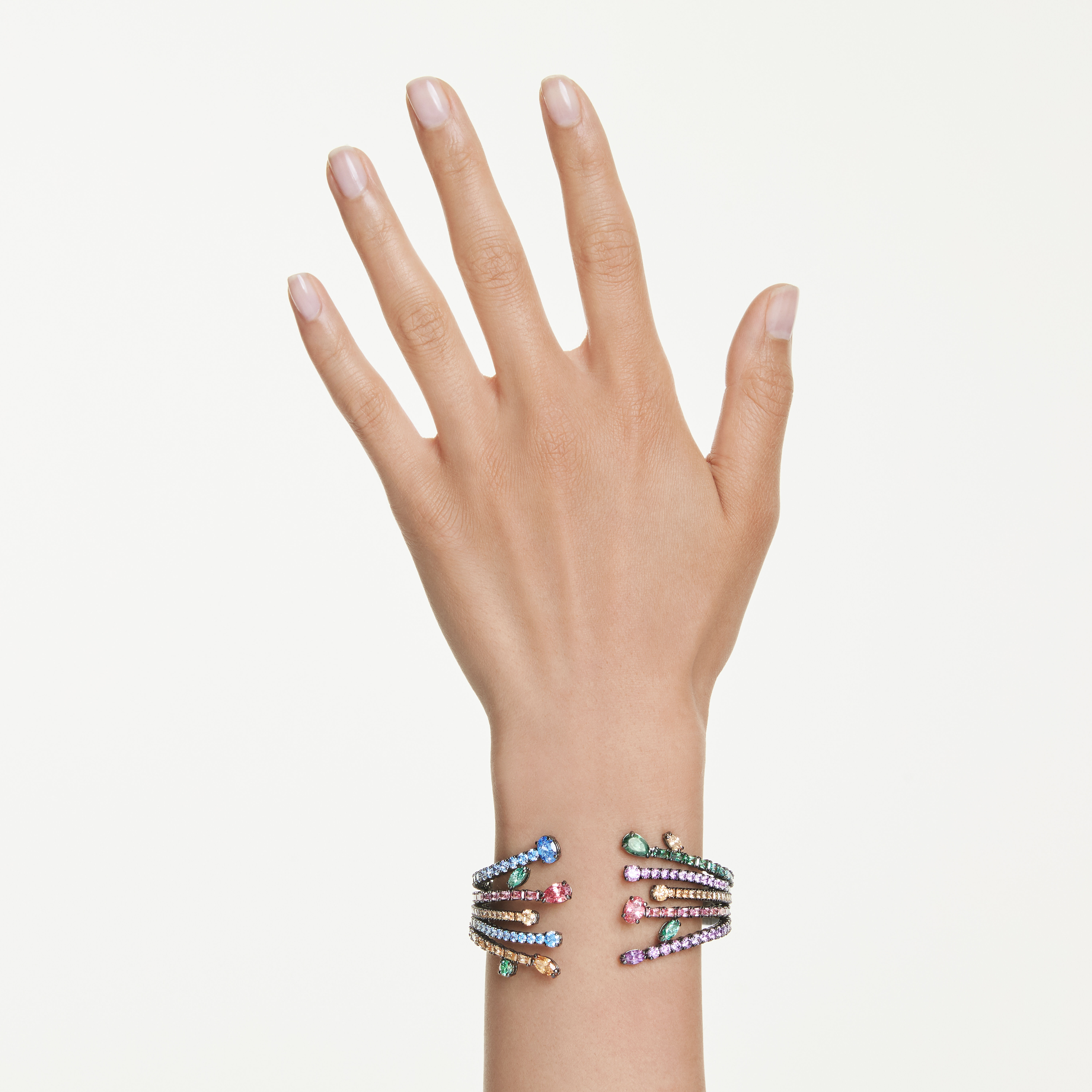 swarovski matrix bangle  mixed cuts  bouquet  multicolored  ruthenium plated